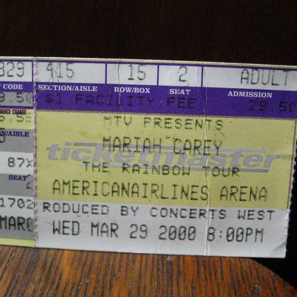 🎵 Mariah Carey 2000 Rainbow Concert Tour Ticket Stub - Picture 2 of 4